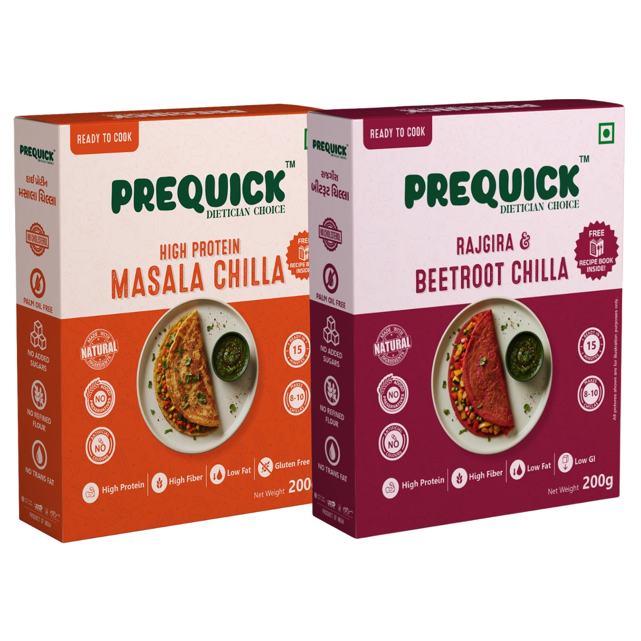 PREQUICK High Protein & Rajgira Beetroot Chilla Combo