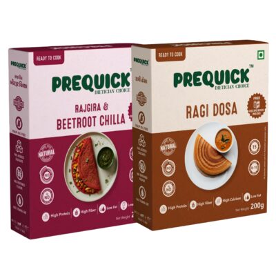 PREQUICK Rajgira Beetroot Chilla & Ragi Dosa Combo