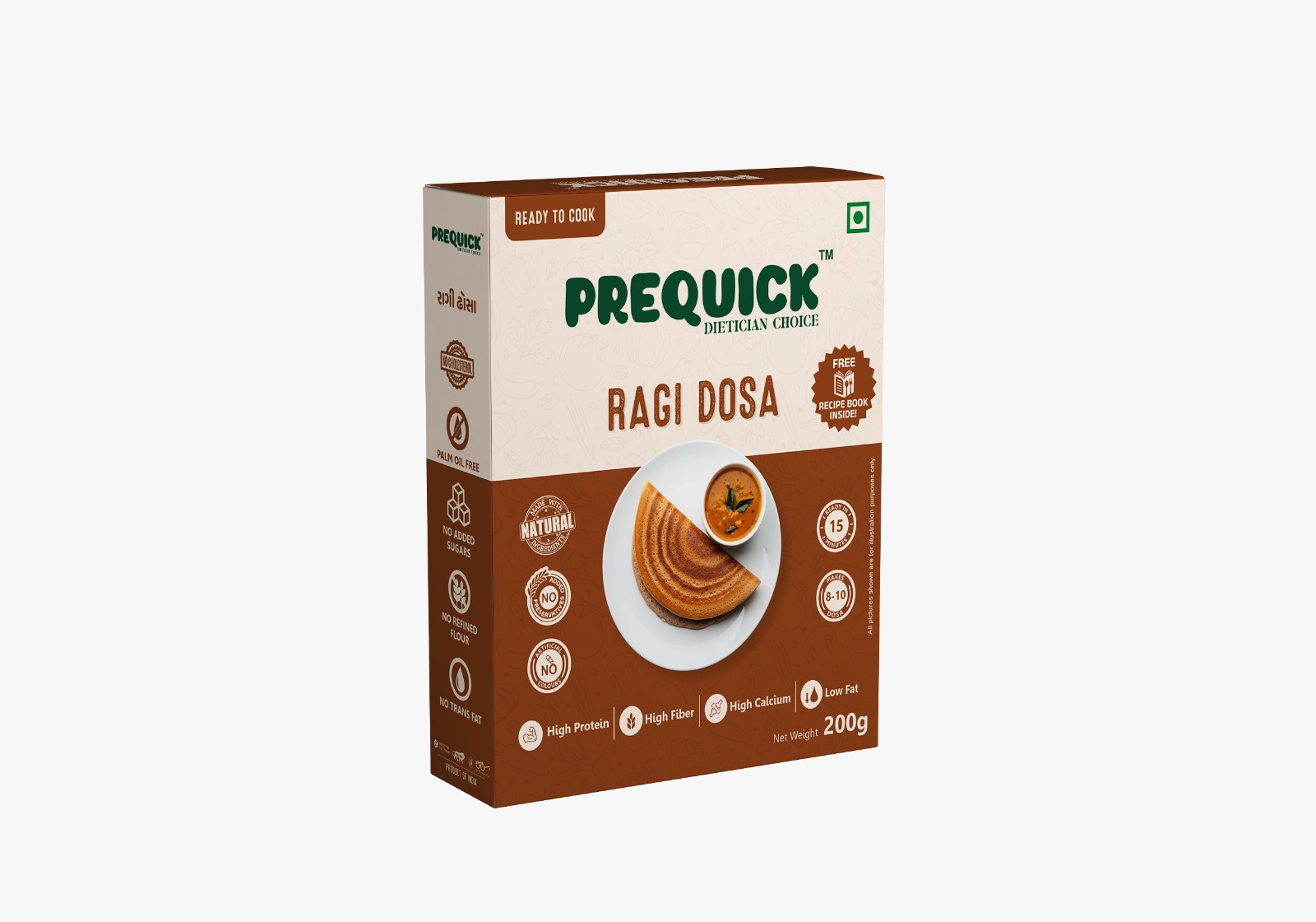 PREQUICK Ragi Dosa Mix 200g | Instant Ready-to-Cook Finger Millet Dosa Mix